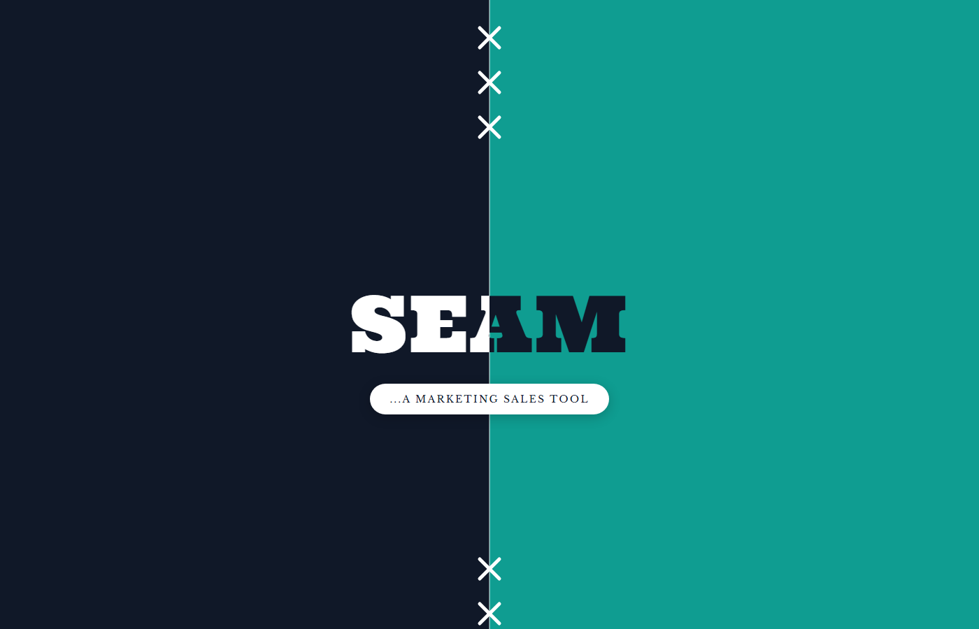 The SEAM sign-in page: the split Midnight and teal field with the wordmark and a Sign in with Google button